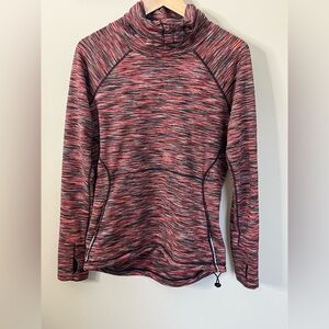 Sweaty Betty Mock Neck Pullover Sweatshirt Size Small Pink Space Dye